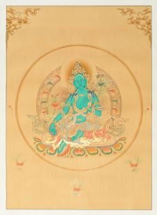 Green Tara Hand Painted Thanka