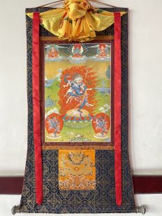 Assorted Singhamukha thanka with brocade